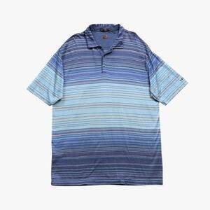 Tiger Woods Shirt Mens XL Extra Large Blue Cotton Striped Polo Nike Golf